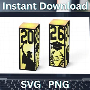 SVG Lantern Template 3D Graduation Class of 2026, 2027, 2028, 2029, 2030 Senior Laser Cut Decor Luminaries Centerpiece SVGStyles