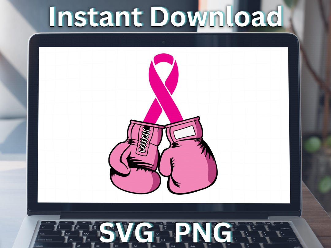 Pink Boxing Gloves & Ribbon SVG: Breast Cancer Awareness (cut File) - Etsy