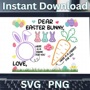 Dear Easter Bunny Tray Placemat SVG PNG Digital Download