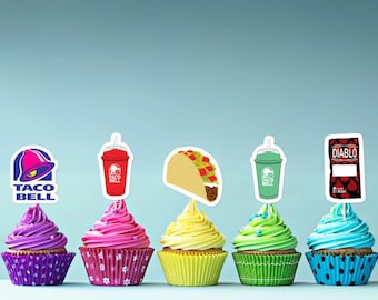 Taco Cupcake Toppers for Taco Party. Printable DIY Cake Topper Design. Print & Cut. Sauce Packet Sayings Included! SVGStyles