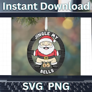 Engraçado enfeite de Natal SVG PNG arquivo de corte. Adulto. Jingle My Bells Santa! SVGStyles