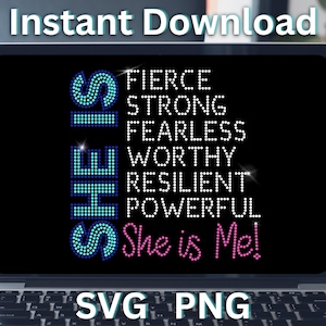 She Is Rhinestone Template SVG File 10ss SVGStyles
