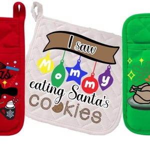 Christmas Pot Holder SVG PNG Bundle, Potholder Oven Mitt Kitchen Bundle, Baking Funny Hosting Quotes, Cut File Cricut