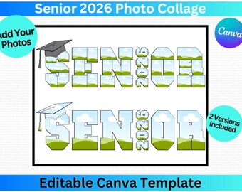 Class of 2026 Senior Photo Collage Template | Editable Canva Graduation ...