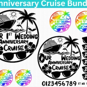 Ons huwelijksverjaardag cruiseschip SVG. Verjaardag cruise-embleem. Bruiloft cruise shirt print svg-sticker gesneden bestand SVGStyles