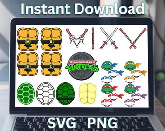 Disfraz de tortuga para Halloween en grupo (SVG y PNG). Paquete de diseños de caparazones ninja a juego (SVGStyles).