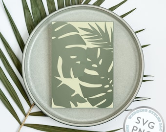 Tropical Leaves Wedding Invitation Template: Monstera Gatefold SVG PNG (Digital Download)