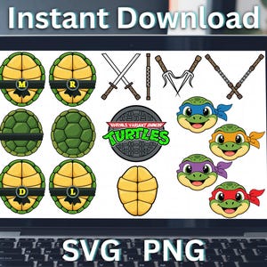 Gruppen-Halloween-Schildkröten-Parodiekostüm (SVG/PNG). Passendes Ninja-Panzer-Design-Bundle (SVGStyles).