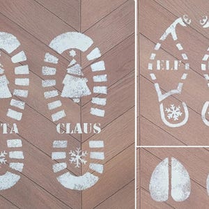 Santa Claus Boots, Elf Shoes, & Reindeer Tracks Stencil Bundle | reindeer tracks svg. Santa footprints svg. SVG PNG for Cricut Silhouette