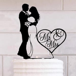 Adorno para tarta de bodas SVG: novios con corazón, señor y señora. Descarga instantánea PNG, Cricut, silueta, impresión SVGStyles
