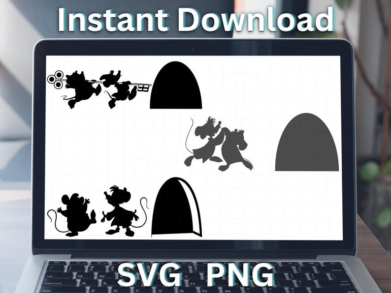 Baseboard Decal SVG Mouse Hole Silhouette PNG Mice With Key. 3 Designs ...