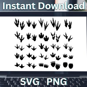 25 Dinosaur Tracks SVG Bundle. Dino Footprints. PNG for Cricut, Silhouette, Sublimation. Digital Download Cut File. Clip Art SVGStyles