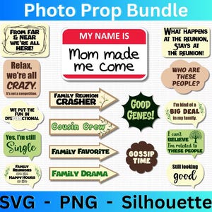 Family Reunion Photo Booth Props Bundle SVG PNG Printable SVGStyles