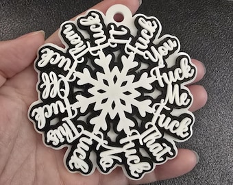 Funny Snowflake Ornament 3D Print File (stl, obj, mtl, glb)