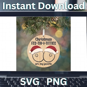Funny Christmas Ornament SVG PNG Adult. Christmas Fest-iv-i-titties are my favorite! SVGStyles