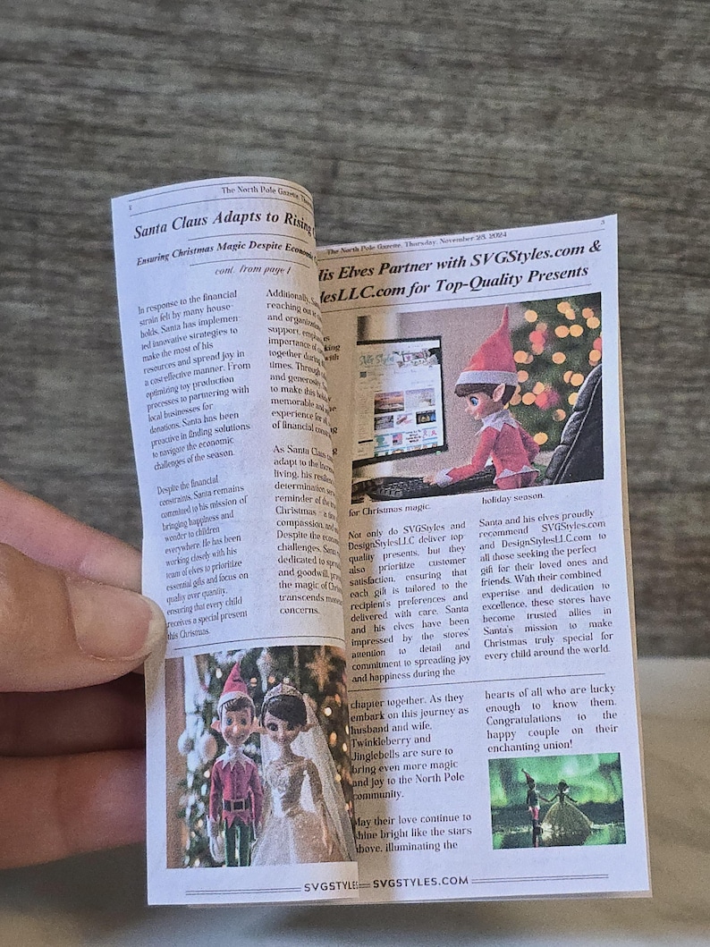 Printable Mini Newspaper Elf Prop, Miniature Elf Props & Dollhouse