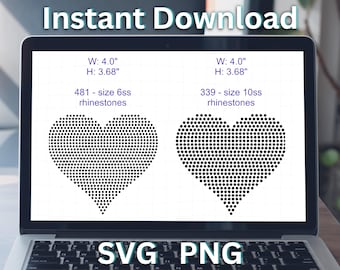 Rhinestone Template SVG Heart Files. Heart Stencil for Rhinestones Size 6ss & 10ss Templates Included SVGStyles