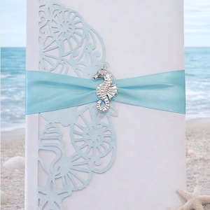 Beach Wedding Invitation Template: Laser Cut Seashell Design (SVG, PNG)