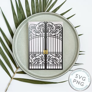 Iron Gate Gatefold Wedding Invitation Template SVG. Laser Cut Save the Date DIY Invite Templates. Cricut Download File Invite Gate Fold