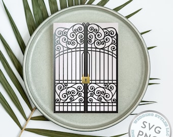 Iron Gate Wedding Invitation Template: Laser Cut DIY (SVG, PNG)