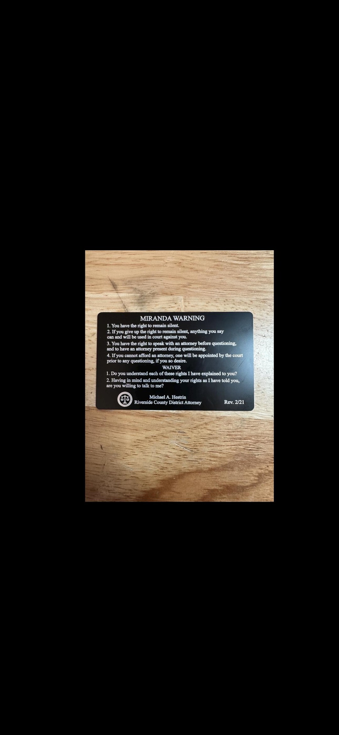 Metal Law Enforcement Miranda Rights Cards - Etsy