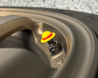 Not a Sailor Straw Hat Tire Valve Stem Caps – Quirky Air Caps for Cars, Bikes & Motorcycles – Unique Wheel Accessories for Anime Enthusiast