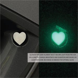 Glow Heart Tire Valve Stem Caps – Cute Air Caps for Cars, Bikes & Motorcycles – Love Themed Wheel Accessories – Great Gift for Car Lovers