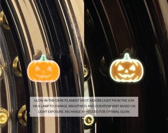 Glow Halloween Pumpkin Tire Valve Stem Caps Spooky Air Caps for Cars Bikes Motorcycles Wheel Accessories Perfect for Spooky Season