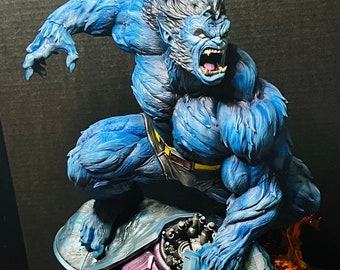 Statuetka Bestii X-Men | Ręcznie malowana figurka z żywicy, drukowana w 3D | Kolekcjonerska rzeźba Marvela | Prezent dla fana komiksów