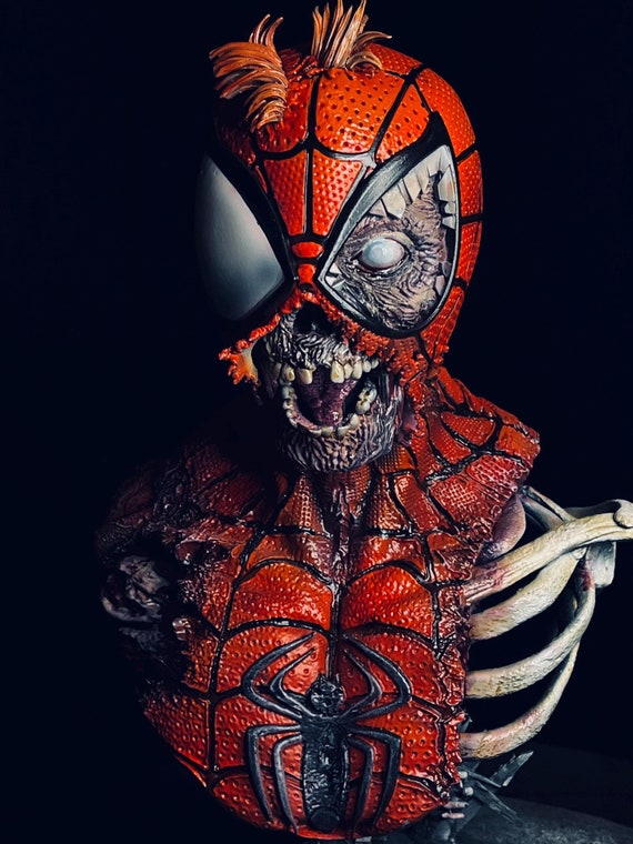 スパイダーマン ゾンビ レジン製バスト像 | カスタム手描きマーベル