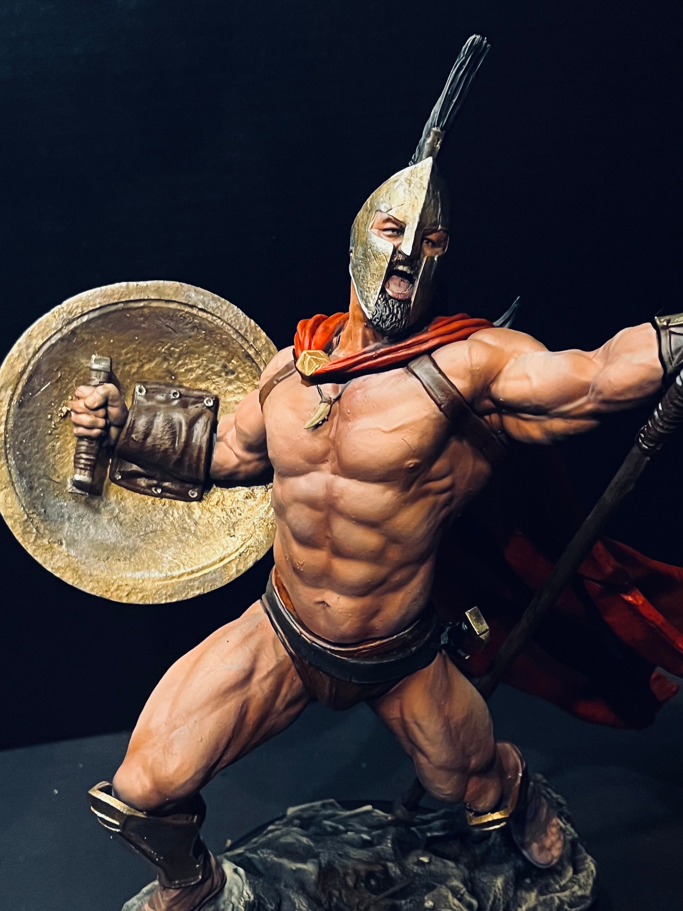 レオニダス王 300 スパルタ像：手描きの3Dプリント樹脂フィギュア