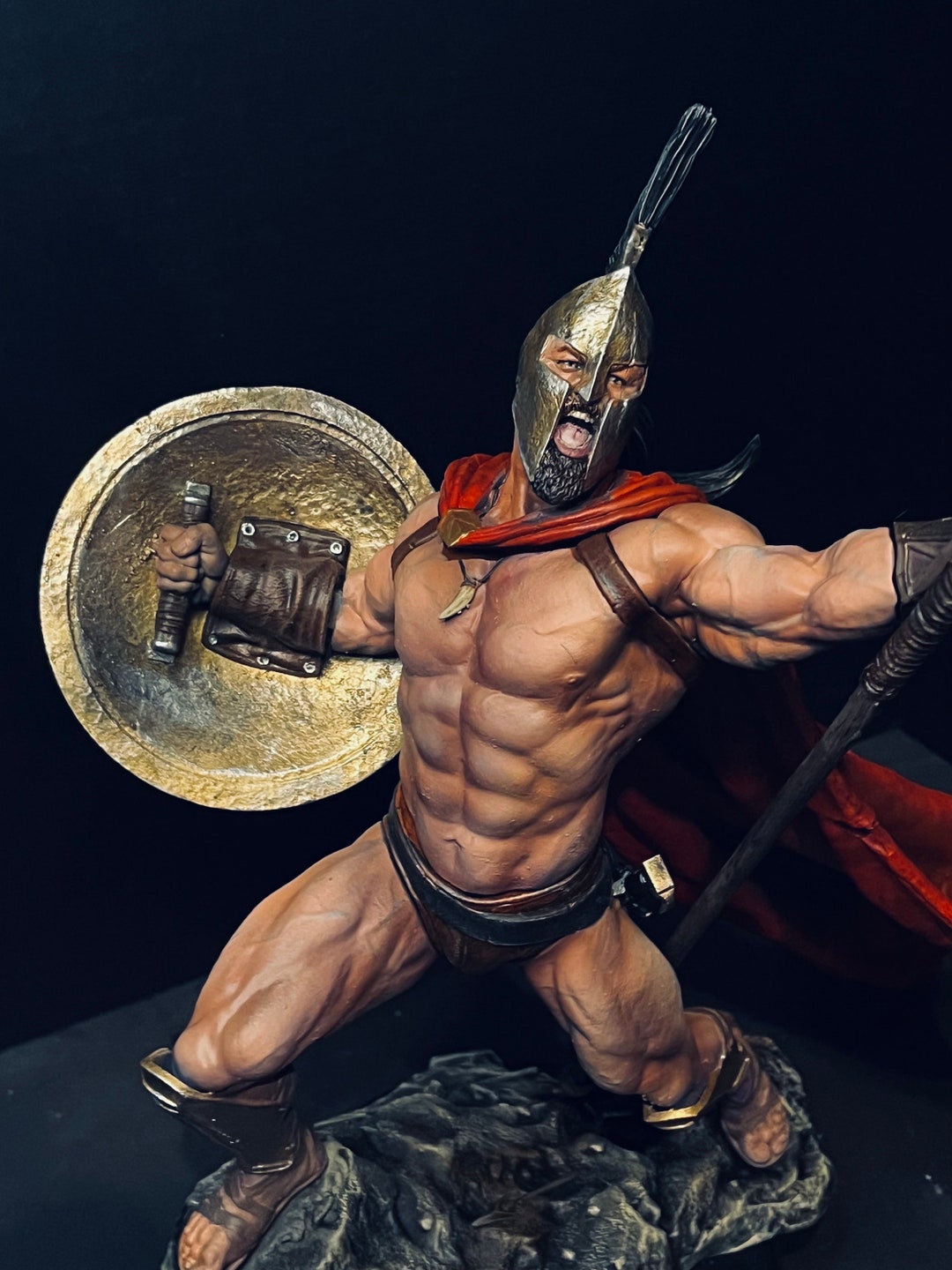 King Leonidas 300 Spartan Statue: Hand-painted 3D Printed Resin