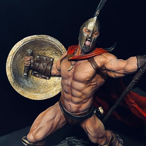 1:6 Scale King Leonidas 300 Spartan Statue | Hand-Painted 17" 3D Printed Resin Figure | Ancient Warrior Collectible