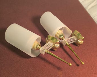 pair of vintage flame type wall lights