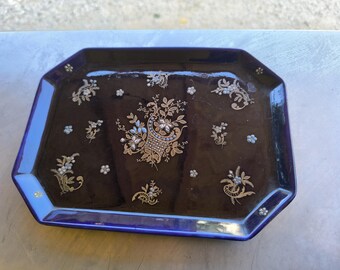 Sarreguemines blaues Boch Rauchertablett