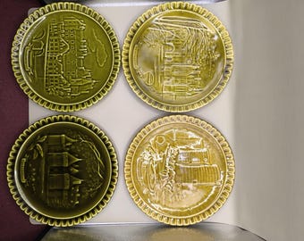 4 Gien-Dessertteller aus Steingut.