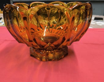 Large amber art deco crystal bowl