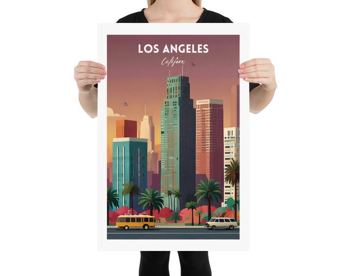 Los Angeles Travel Print Wall Art Los Angeles Wall Hanging Home Décor Los Angeles Gift Art Lovers California Art Lover Gift Los Angeles Deco