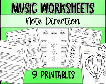 Note Direction - Up Down Repeat: Elementary Music Theory Worksheets, Sight Reading, General Music, Learning the Staff, Identifying Patterns