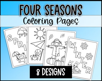 Four Seasons Coloring Pages for Preschool - Printables for Spring, Summer, Fall, Winter - Coloring Sheets Ages 2-6, Toddler