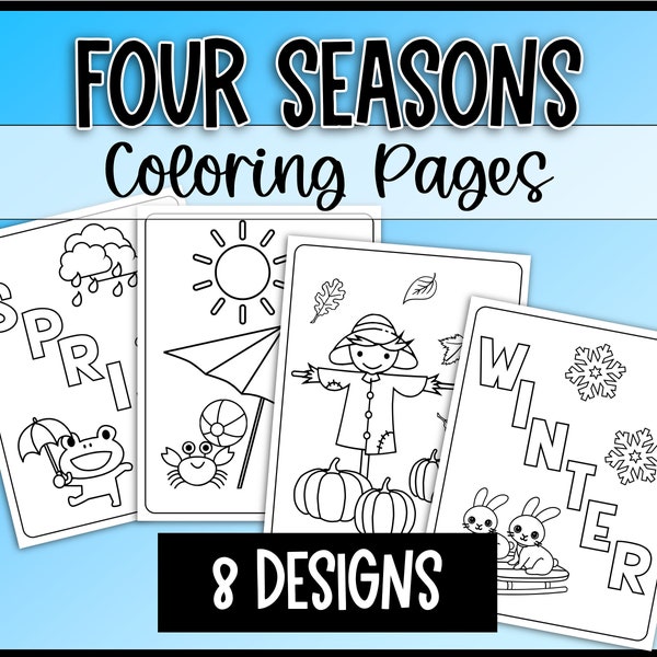 Four Seasons Coloring Pages for Preschool - Printables for Spring, Summer, Fall, Winter - Coloring Sheets Ages 2-6, Toddler