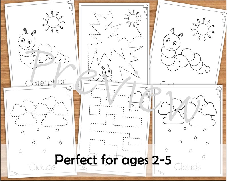 Spring & Summer Preschool Tracing and Coloring, Pen Control, Fine Motor ...