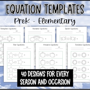 Printable Blank Math or Music Equation Templates for Preschool and Elementary, Create Your Own Easy Equations