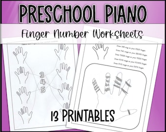 Preschool Piano Finger Number Worksheets: Beginning Piano Prep Finger Number Practice Basic Music Theory Off Bench Activities Early Piano