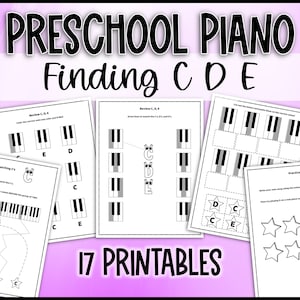 Preschool Piano Worksheets: Activities to Practice Finding CDE, Beginning Piano for Kids Toddler Piano Navigation Piano Prep Piano at Home