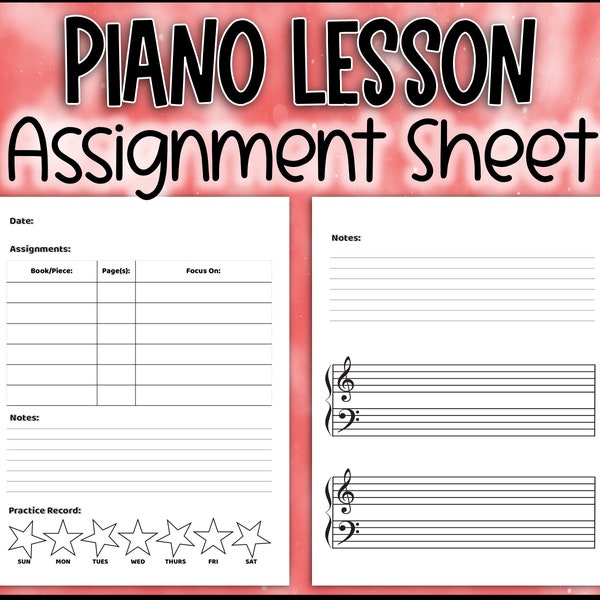 Piano Lesson Practice Chart Etsy