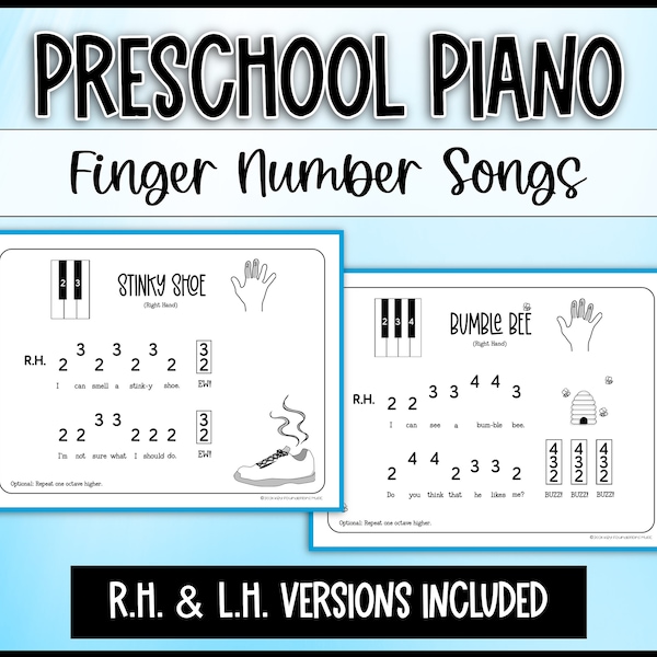 Pre-Reading Finger Number Songs for Beginning Piano, Easy Preschool Music for First Piano Lessons