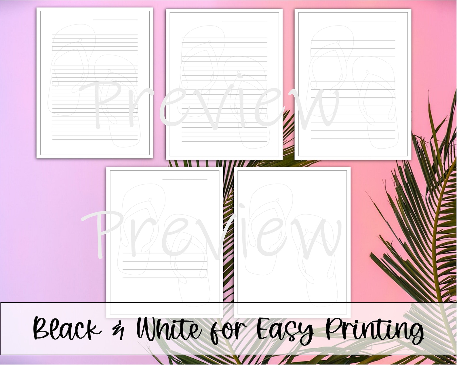 Summer Writing Paper - Printable Lined and Blank: Wide-ruled, College ...