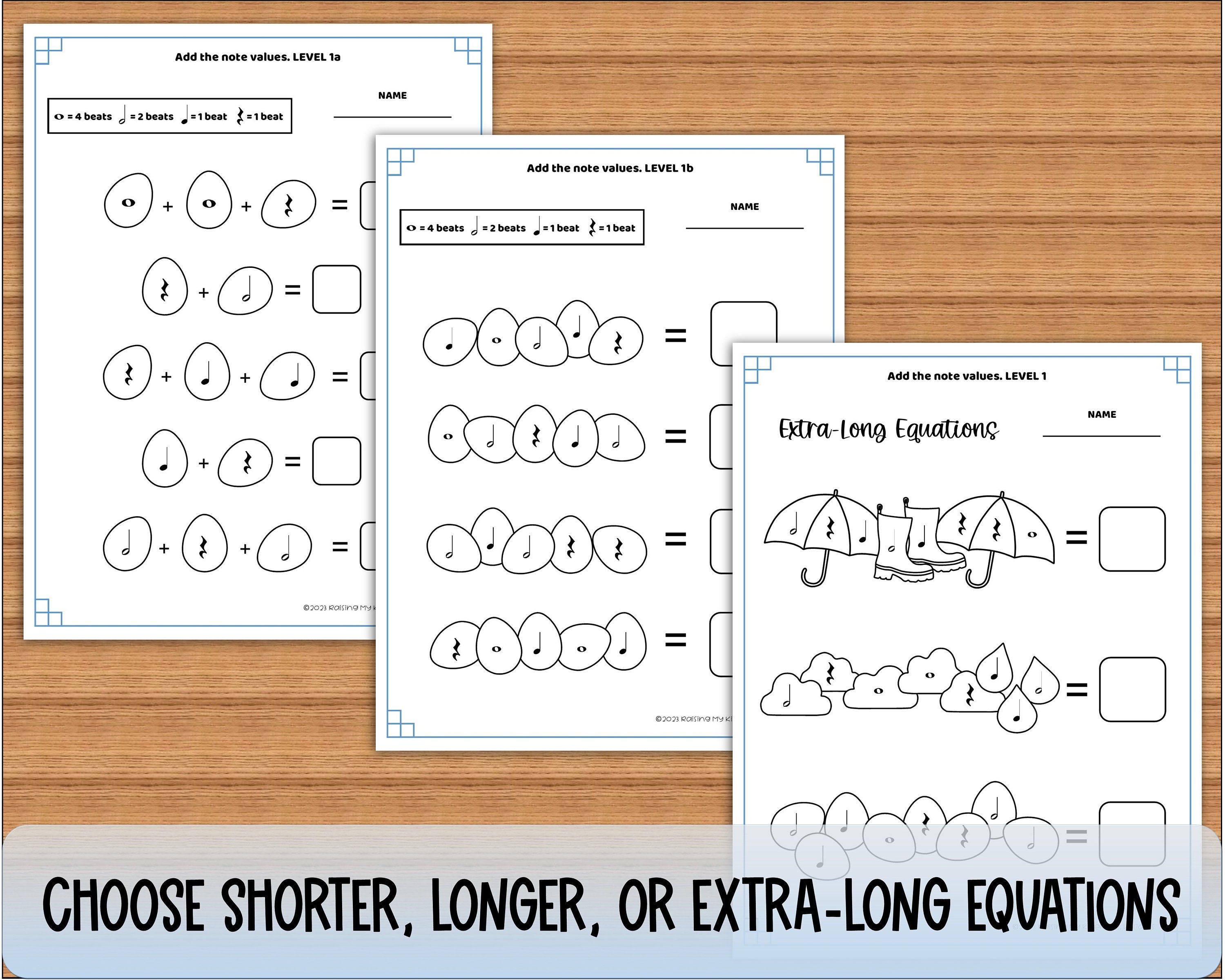 Rhythm Worksheets for Spring: Adding Note Values With Music Math ...