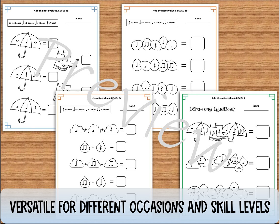 Rhythm Worksheets for Spring: Adding Note Values With Music Math ...
